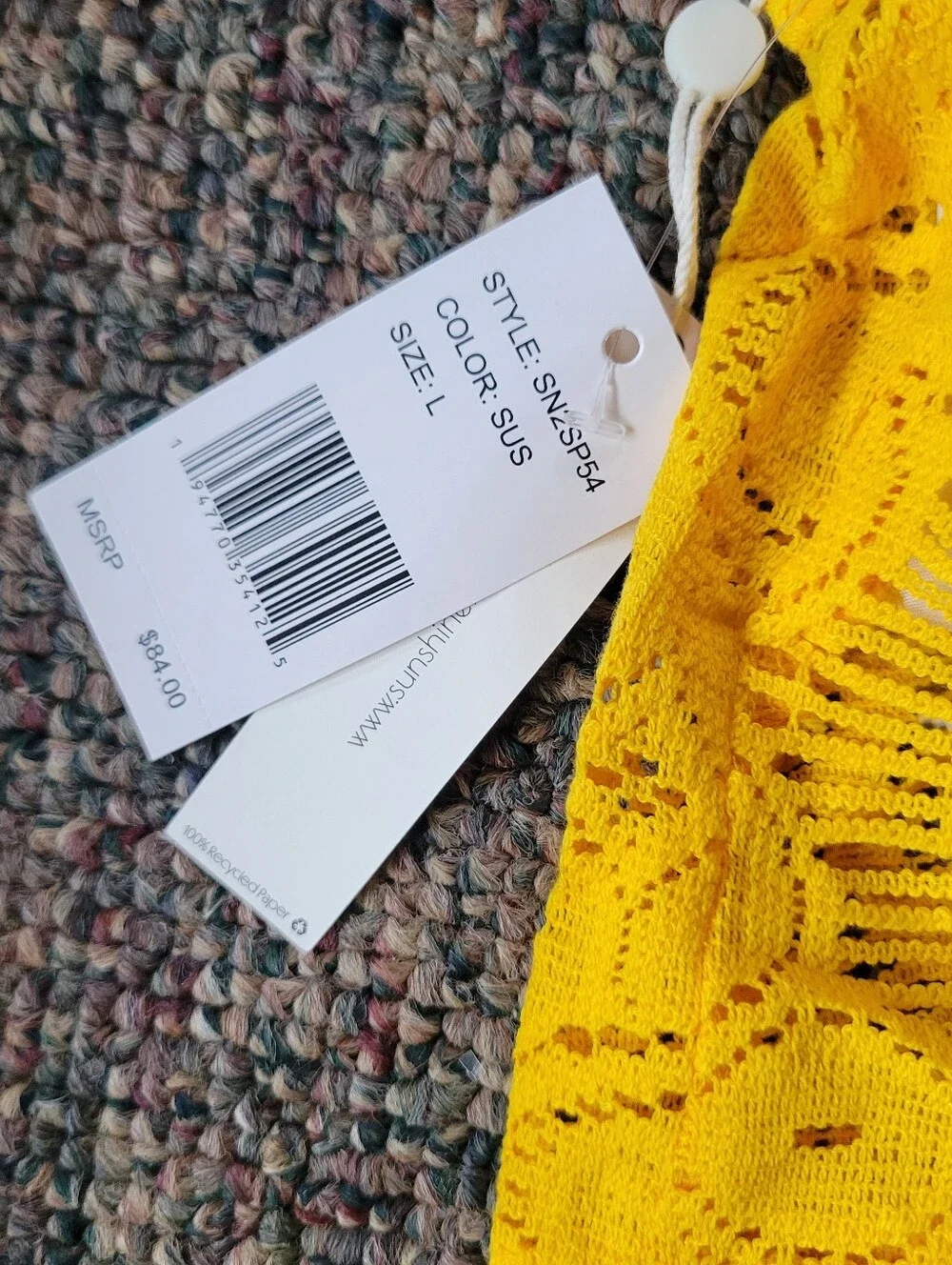 Yellow Crochet Lace Swim Coverup Set - Crochet Slitted Pants & Crop Top